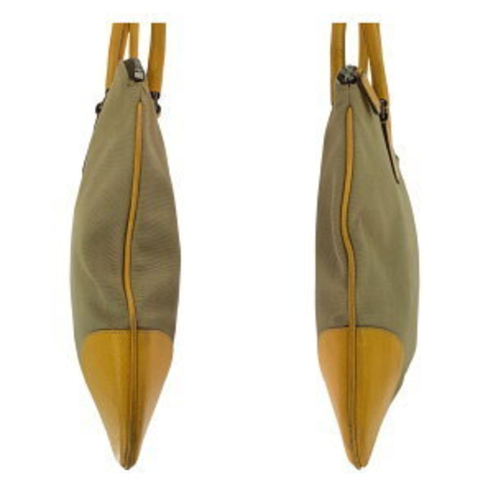 Prada Triangular Beige Yellow Tote Bag Leather Sh… - image 7